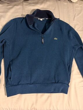Lacoste Men's Deep Blue Quarter-Zip Fleece Sweatshirt
